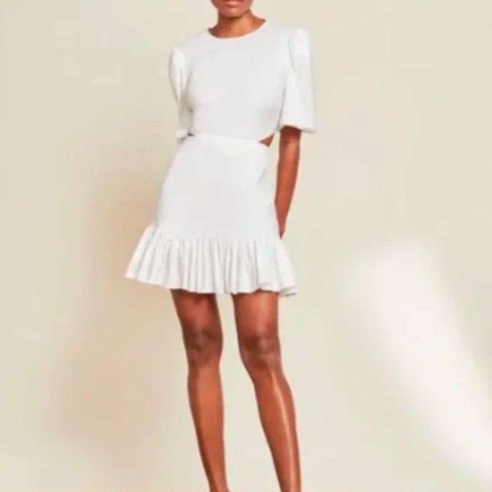 VERONICA BEARD IKER PUFFED SLEEVE WHITE CUT OUT MINIDRESS SIZE 8